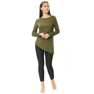 NWT ENIDMIL LS ARMY GREEN TUNIC OR TIE TOP LARGE